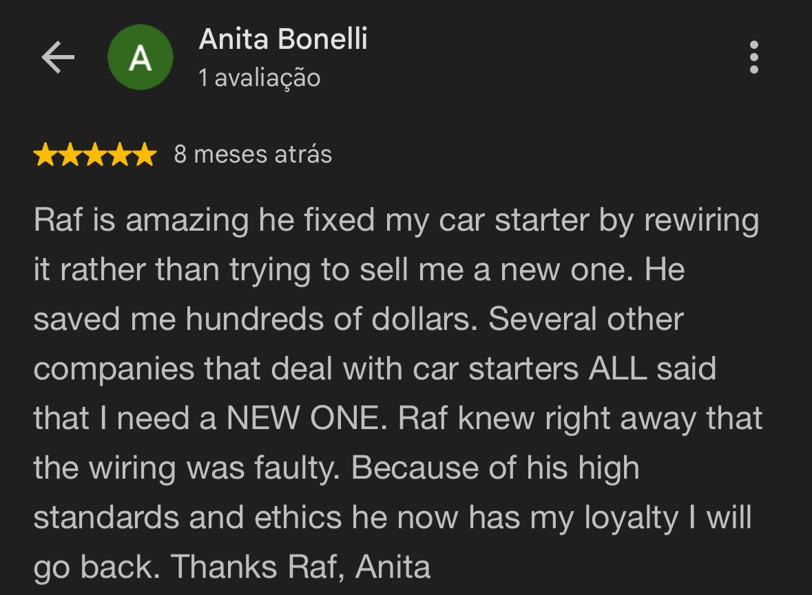 Five-star Google review from Anita Bonelli