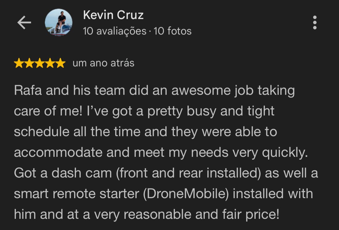 Five-star Google review from Kevin Cruz